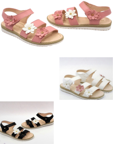 Sandalias de Niñas Eco Cuero Colores Surtidos x 24 Pares.Talla: 31 al  36