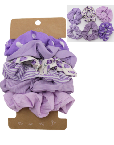 6 Set de Scrunchies Lila Modelos Surtidos (1 Set Trae 6 PCS)