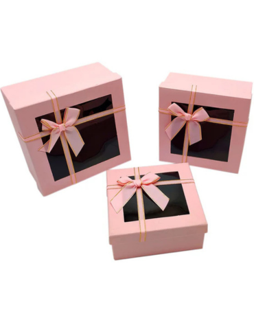 4 Set Caja Cuadrada Ventana (1 Set Trae: 3 PCS) Medida: 19.5 x 19.5 x 10 cm aprox