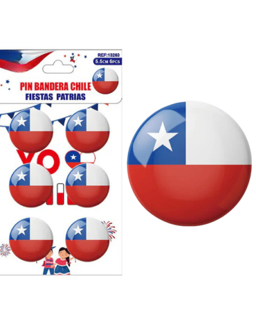 12 Set Chapitas Fiestas Patrias (1 Set Trae: 6 PCS)Medida : 4.3 cm aprox.