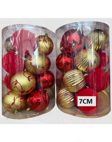 24 Set Esferas Navideñas Colores Surtidos (1 Set trae: 12 PCS) Medida: 7 cm aprox.