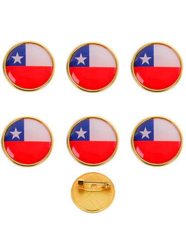 12 Set Pin Bandera de Chile (1 Set Trae : 6 PCS) Medida : 2 cm aprox.