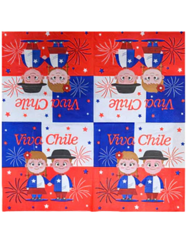 6 Set Servilletas de Papel Viva Chile (1 Set Trae: 16 PCS) Medida: 33 x 33 cm aprox.