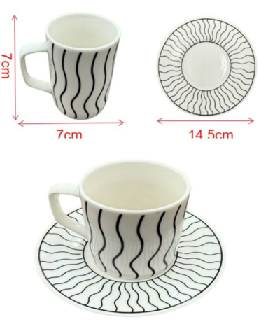 4 Set Taza de Loza con Diseño (1 Set Trae: 4 PCS)