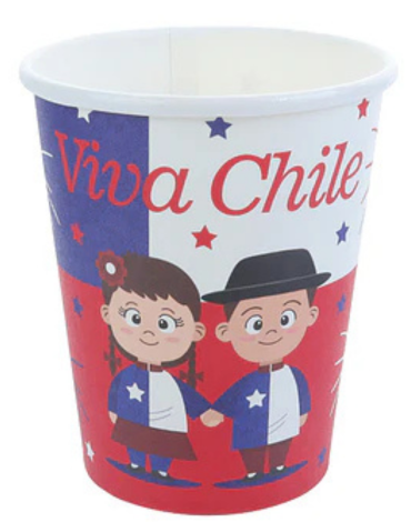 12 Set Vasos de Cartón Viva Chile (1 Set Trae: 6 PCS) Medida: 250 ml aprox.