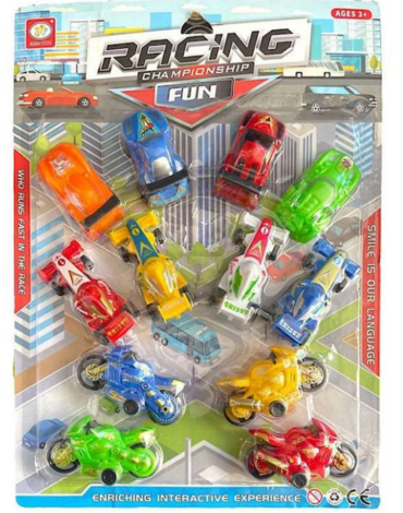 4 Set de Autos y Motos Surtidos.(1 Set Trae: 12 PCS)