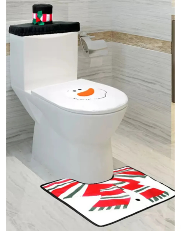 3 Set de Baño Navideño Muñeco de Nieve (1 Set Trae: 3 PCS)Medida: 43 x 35 cm aprox.