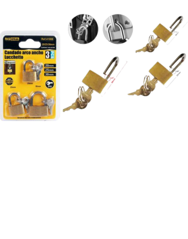 12 Set de Candado(1 Set Trae: 3 PCS).Medida: 20 / 25 / 30  MM aprox