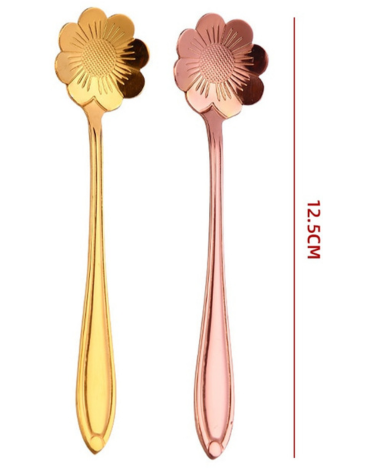 6 Set de Cuchara para Té Flor (1 Set Trae: 6 PCS)Medida: 12.5 cm aprox.