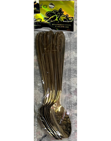4 Set de Cucharas Té de Metal Dorado. (1 Set trae : 6 PCS)