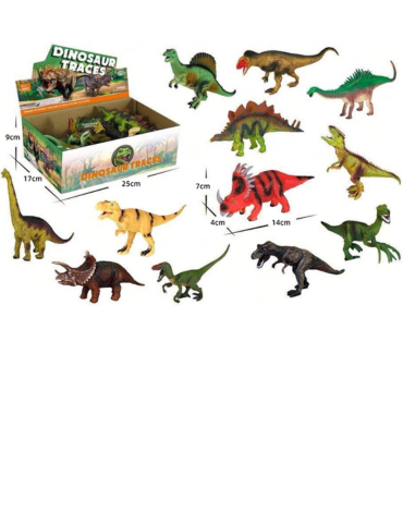 2 Set de Dinosaurios Surtidos con Accesorios. Medida:7 x  4 x 14  cm aprox. (1 Set Trae: 12 PCS).