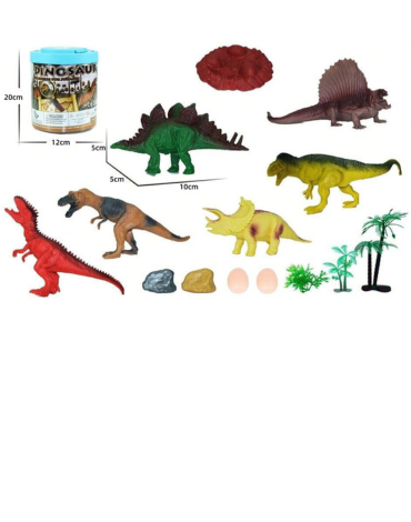3 Set de Dinosaurios Surtidos. Medida: 5 x 5 x 10 cm aprox. (1 Set Trae: 6 PCS).