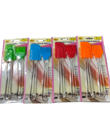 6 Set de Espátula con Brocha de Silicona.Medida: 24 cm aprox.(1 Set Trae:2 PCS)