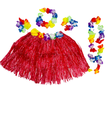 6 Set de Hawaiana para Niñas Rojo (1 Set Trae: 5 PCS)