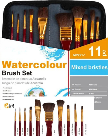 4 Set de Pinceles de Diferentes Tamaños.(1 Set Trae: 11 PCS)
