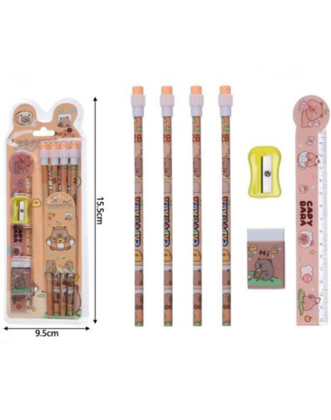 12 Set de  Lápices Capibara Modelos Surtidos con Accesorios (1 Caja Trae: 12 PCS)