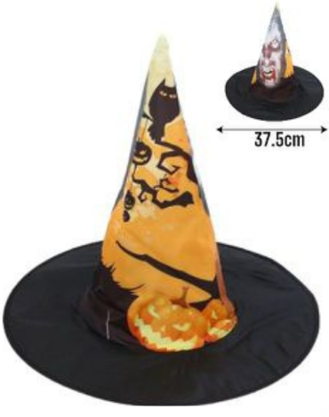 Sombrero Bruja de Halloween Cinta Sangre Color Único x 12 Unds.