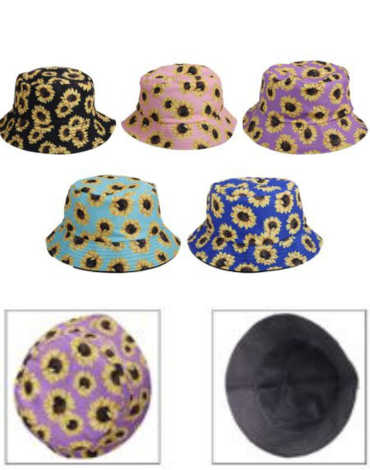 Sombrero Pescador con Diseño Girasol Colores Surtidos x 12 Unds.