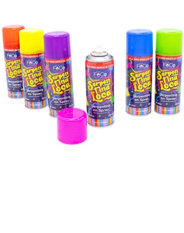 Spray Serpentina Colores Surtidos x 12 Unds.Medida: 250 ML