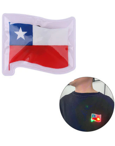 Sticker Luminoso Bandera de Chile x 12 Unds. Medida: 5 x 6 cm aprox.
