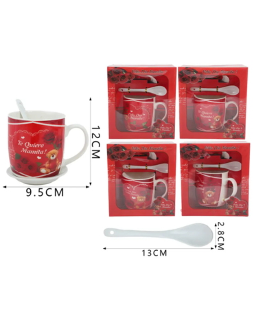 4 Set Taza de Cerámica Día de La Madre (1 Set Trae 3 PCS) Medida: 12 x 9.5 cm aprox.