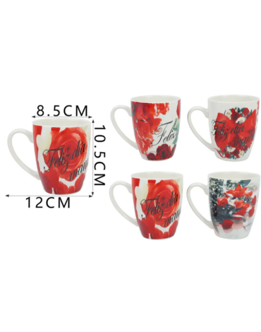 Taza de Ceramica Dia de la Madre Modelos Surtidos x 6 Unds. Medida: 10.5 x 8.5 cm aprox.