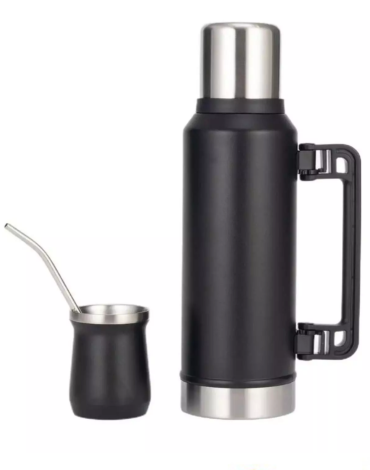 4 Set de Termo con Vaso Mate + Bombilla  Colores Surtidos (1 Set Trae: 3 PCS)