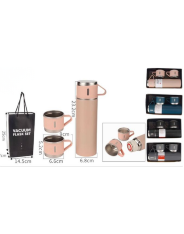 4 Set Termo con Tazas Colores Surtidos (1 Set Trae 3 PCS) Medida: 500 ml aprox.