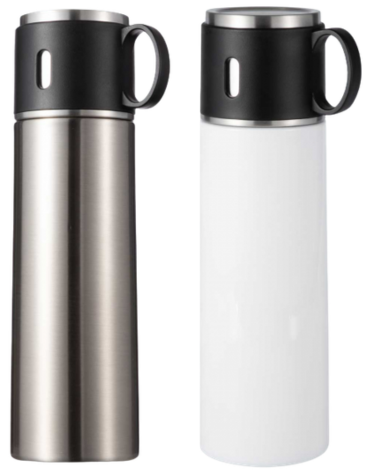 Termo de Acero Inoxidable con Taza (Elegir Color) x 4 Unds. Medida: 500 ml aprox.