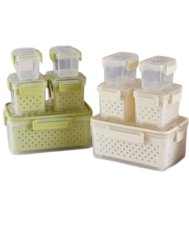 4 Set de Táper Plástico con Colador.(1 Set Trae : 5 PCS  )