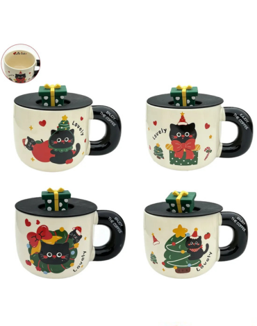 Tazón de Navidad con Tapa Modelos Surtidos x 12 Unds.Medida: 420 ML