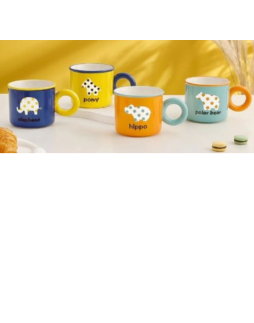 Tazas de Animales Cerámica  x 4 Unds. Medidas: 320 ML