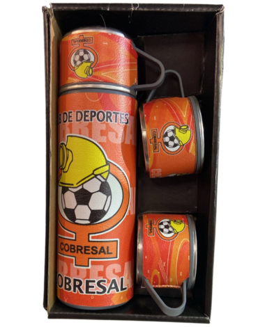 3 Set Termo con Tazas Diseño Futbol (1 Set Trae: 3 PCS)