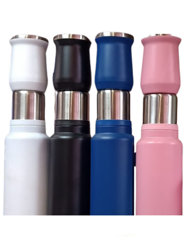 4 Set de Termo con Vaso Mate + Bombilla  Colores Surtidos (1 Set Trae: 3 PCS)