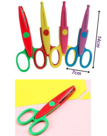 Tijera ZigZag Colores Surtidos x 12 Unds. Medidas: 14 cm aprox