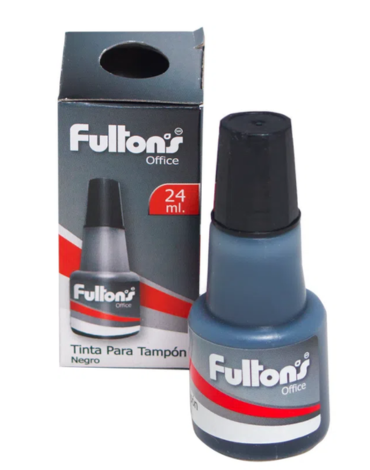 Tinta Para Tampón Color Negro Frasco De 24 Ml Fultons x6 Unds.