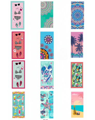 Toalla de Playa para Mujer Micro Fibra Modelos Surtidos x 12 Unds. Medida: 75 x 150 cm aprox.