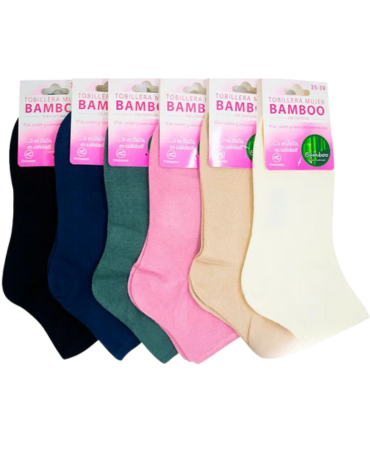 Tobillera Bamboo sin Costura de Mujer x 12 pares. Talla: 35 - 39