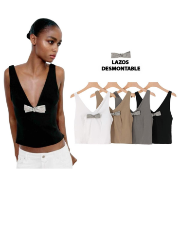 Top Elasticado con Lazos Desmontable Colores Surtidos x 12 Unds.Talla: S / M - M / L - L / XL