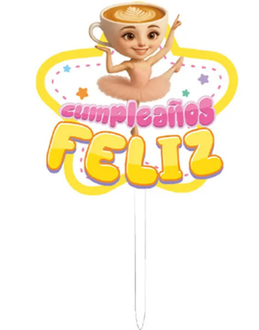 Topper para Torta Feliz Cumpleaños x 12 Unds.