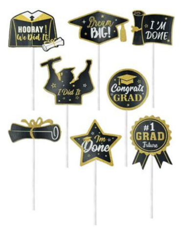12 Set Topper de Torta Graduación  (1 Set Trae: 8 PCS)