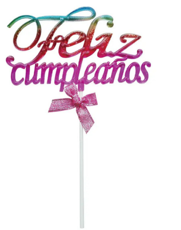 Topper para Torta Feliz Cumpleaños x 12 Unds.