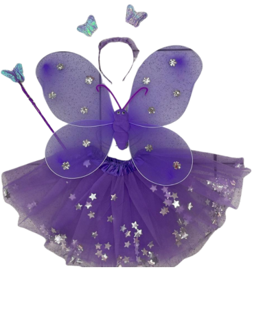 6 Set Disfraz de Tutu Abeja para Niñas Confeti Morado(1 Set Trae: 3  PCS)