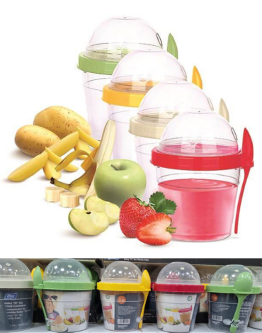 Vaso para Yogurt con Cuchara 500 ML Colores Surtidos x 6 Unds.Medida: 10 x 10 x 10 cm aprox.