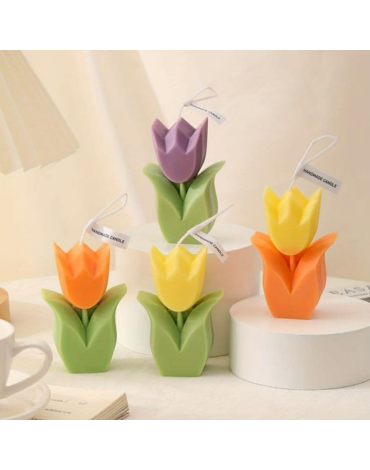 Vela Aromática Tulipán Colores Surtidos x 6 Unds. Medida: 8 x 6 cm aprox.