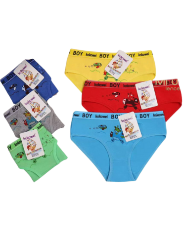 Calzoncillo de Niño Colores Surtidos x 12 Unds. Tallas: 20 (2-4 / 22 (5-7) / 24 (8-10) / 26 (10-12)