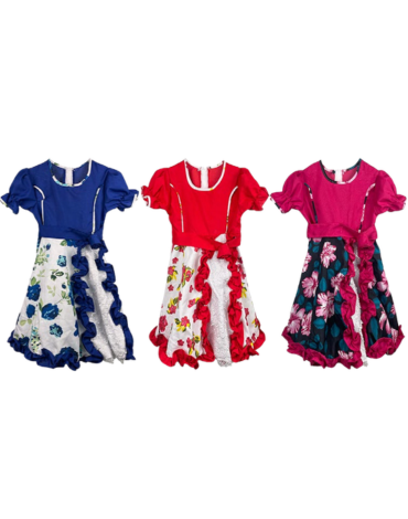 Vestido Chinita Niña Colores Surtidos x 12 Unds. Talla: 6 - 8 - 10 - 12