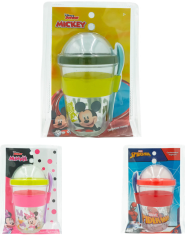 Vaso Yogurt Licencia 450 ML Colores Surtidos x 6 Unds.Medida: 15 x 15 x 15 cm aprox.