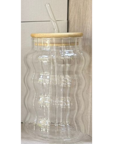 Vaso de Vidrio con Bombilla x 6 Unds.