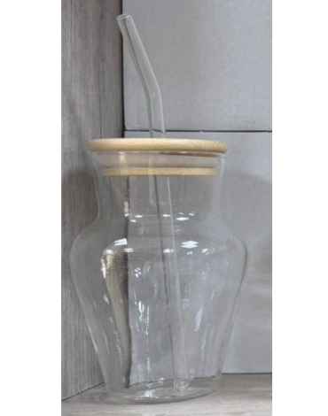 Vaso de Vidrio con Bombilla x 48 Unds.Medida: 450 CC